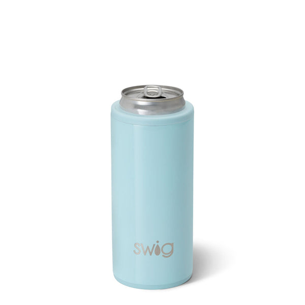 Swig Life 12oz Shimmer Aquamarine Insulated Skinny Can Cooler