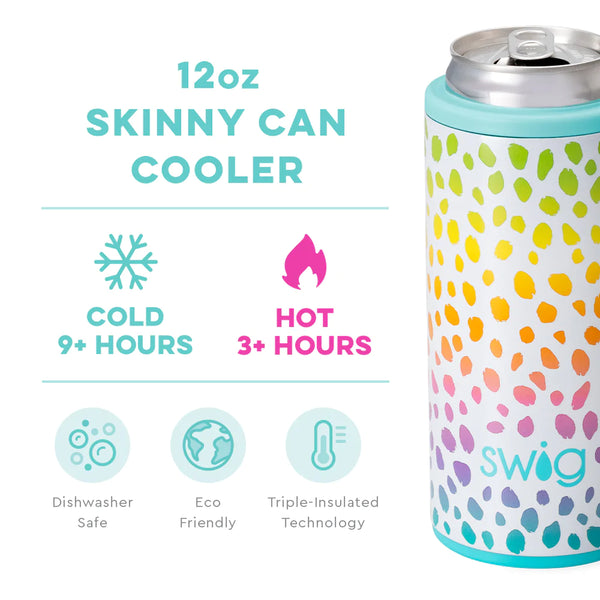 Swig Life 12oz Wild Child Skinny Can Cooler temperature infographic - cold 9+ hours or hot 3+ hours