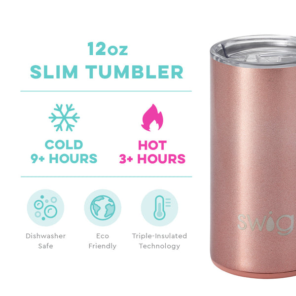 Shimmer Rose Gold Slim Tumbler (12oz)