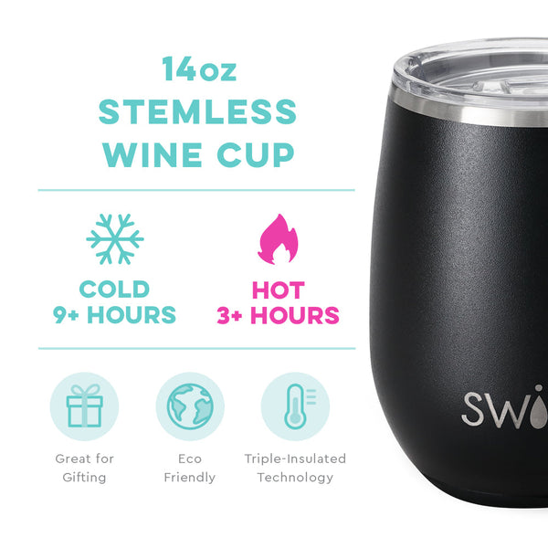 Black Stemless Wine Cup (14oz)