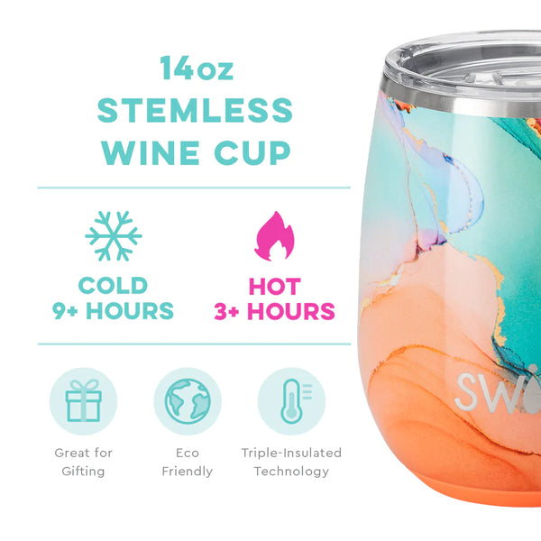 Swig Life 14oz Insulated Wine Tumbler with Lid | 40+ Pattern Dreamsicle