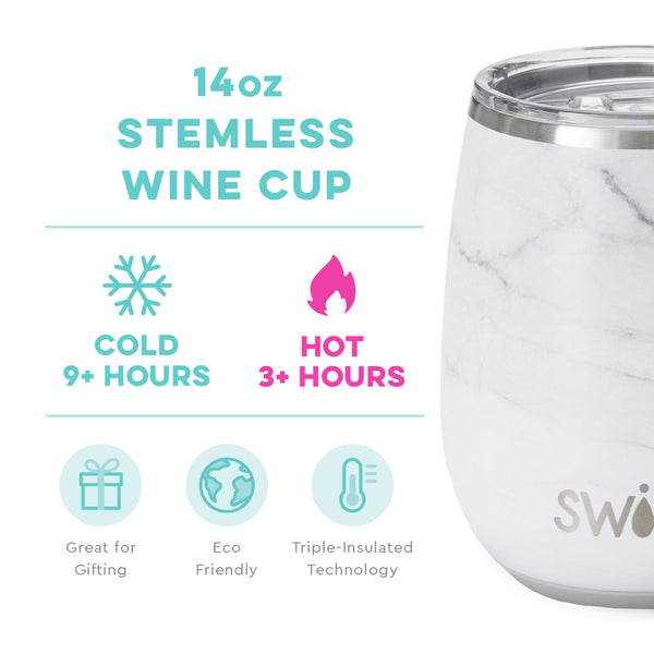 Marble 14oz Insulated Stemless Wine Cup - Swig Life