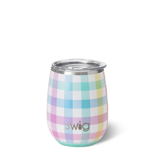 Pretty in Plaid 14oz Stemless Wine Cup - Swig Life 
