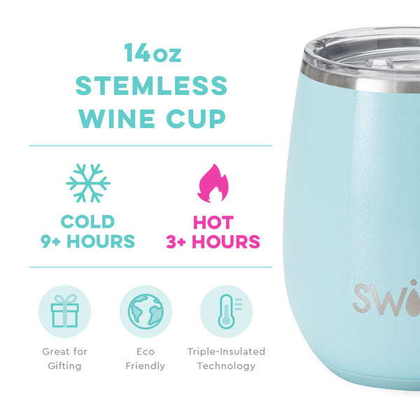 Shimmer Aquamarine Stemless Wine Cup (14oz)