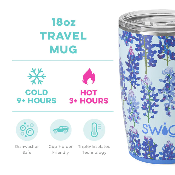 Bluebonnet 18oz Travel Mug W/ Handle - Swig Life  