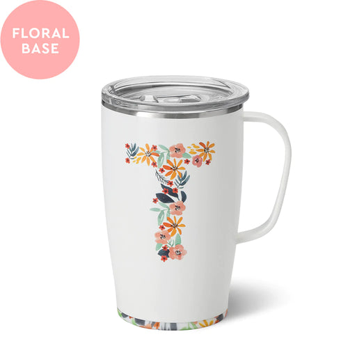 Honey Meadow Monogram "T" 18oz Travel Mug - Swig Life  
