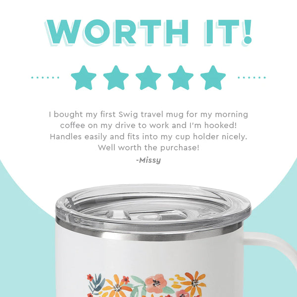 Swig Life customer review on 18oz Honey Meadow with Initial T Travel Mug - Worth it