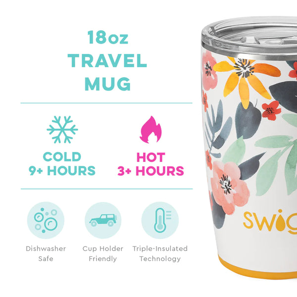 Swig Life 18oz Honey Meadow Travel Mug temperature infographic - cold 9+ hours or hot 3+ hours