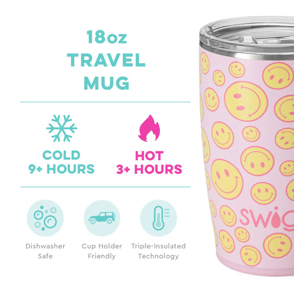 Oh Happy Day 18oz Travel Mug W/ Handle - Swig Life  