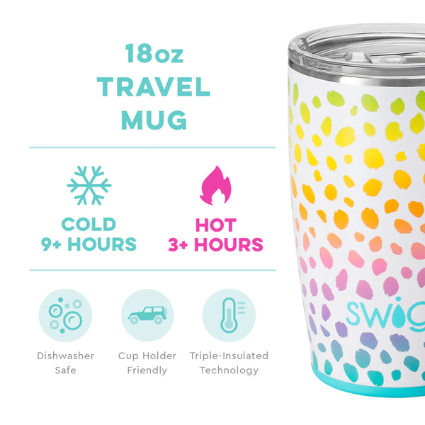 Swig Life 18oz Wild Child Travel Mug temperature infographic - cold 9+ hours or hot 3+ hours