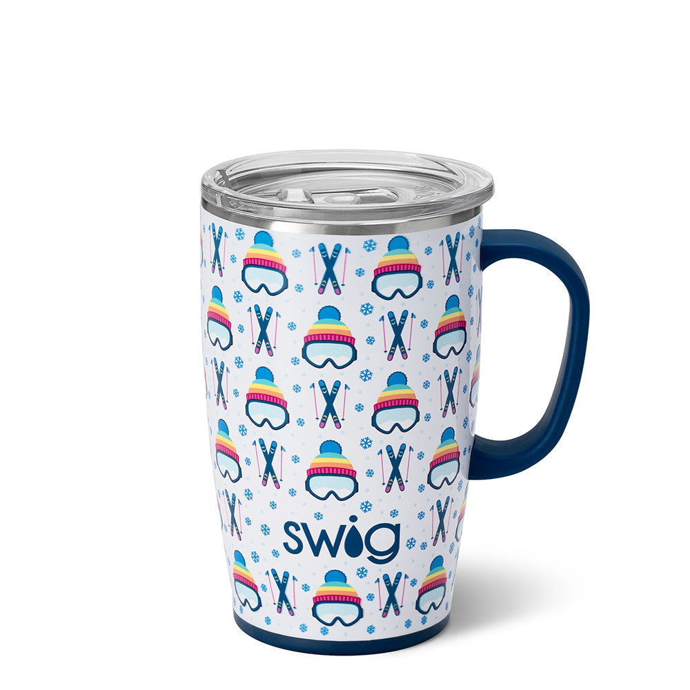 Swig Life Travel Mug with Handle - Apres Ski Insulated Stainless Steel - 18oz - Dishwasher Safe with A Non-Slip Base