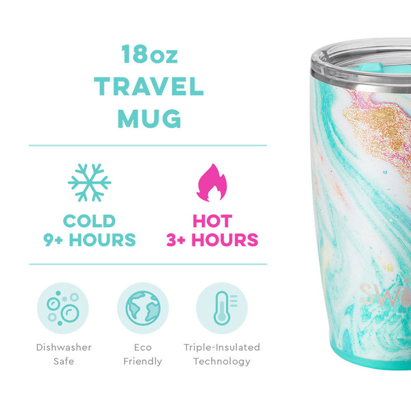 Swig Life 18oz Wanderlust Travel Mug temperature infographic - cold 9+ hours or hot 3+ hours
