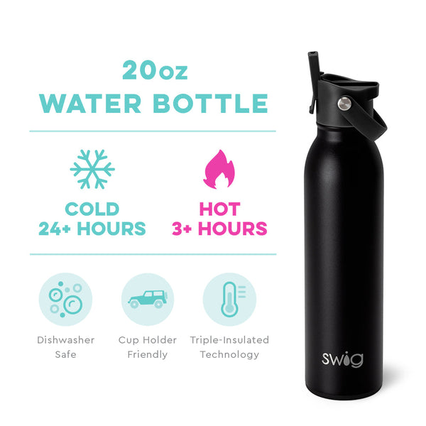 Black Flip + Sip Bottle (20oz)