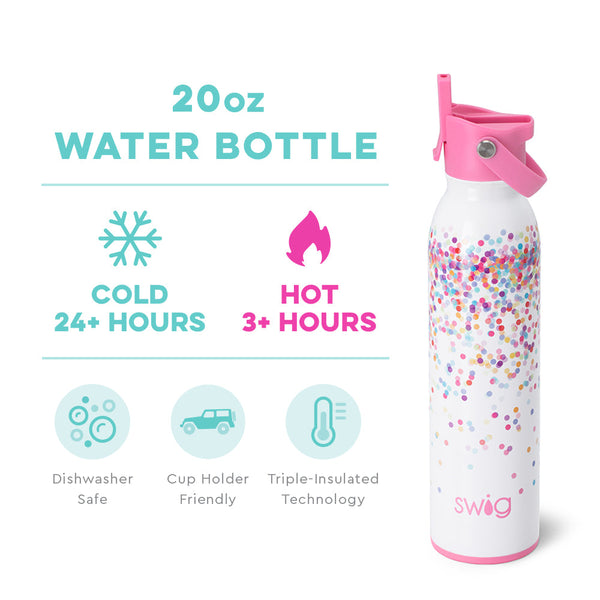 Swig Life 20oz Confetti Insulated Flip + Sip Cap Water Bottle temperature infographic - cold 24+ hours or hot 3+ hours