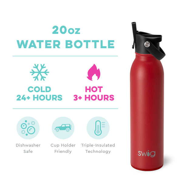 Swig Life 20oz Crimson Insulated Flip + Sip Cap Water Bottle temperature infographic - cold 24+ hours or hot 3+ hours