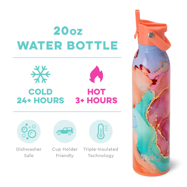 Swig Life 20oz Dreamsicle Insulated Flip + Sip Cap Water Bottle temperature infographic - cold 24+ hours or hot 3+ hours