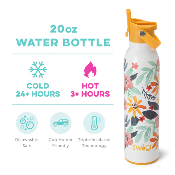 Swig Life 20oz Honey Meadow Insulated Flip + Sip Cap Water Bottle temperature infographic - cold 24+ hours or hot 3+ hours