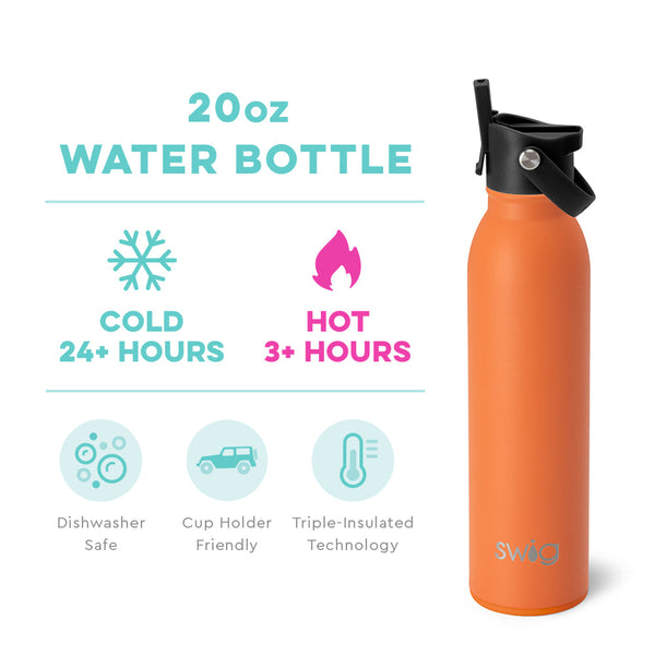Swig Life 20oz Orange Insulated Flip + Sip Cap Water Bottle temperature infographic - cold 24+ hours or hot 3+ hours