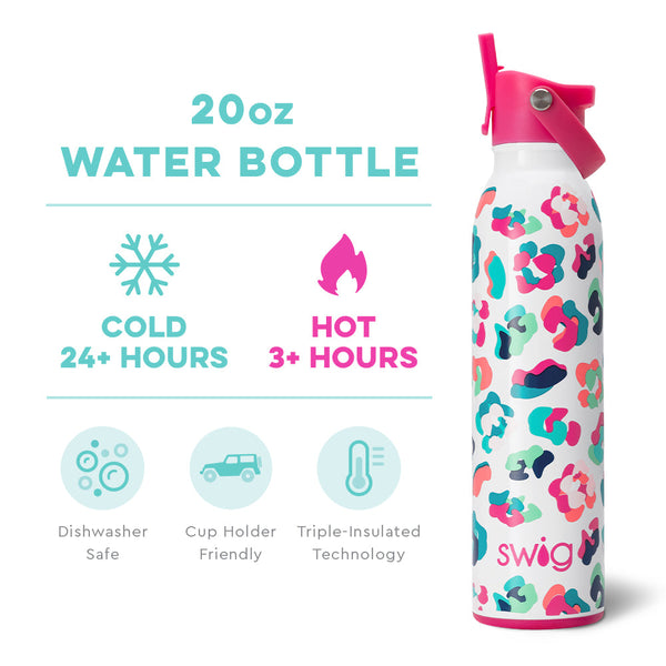 Swig Life 20oz Party Animal Insulated Flip + Sip Cap Water Bottle temperature infographic - cold 24+ hours or hot 3+ hours