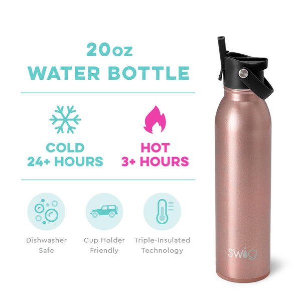 Shimmer Rose Gold Flip + Sip Bottle (20oz)
