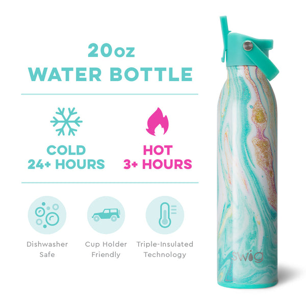 Swig Life 20oz Wanderlust Insulated Flip + Sip Cap Water Bottle temperature infographic - cold 24+ hours or hot 3+ hours
