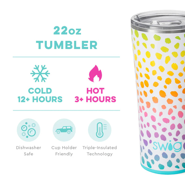 Swig Life 22oz Wild Child Tumbler temperature infographic - cold 12+ hours or hot 3+ hours
