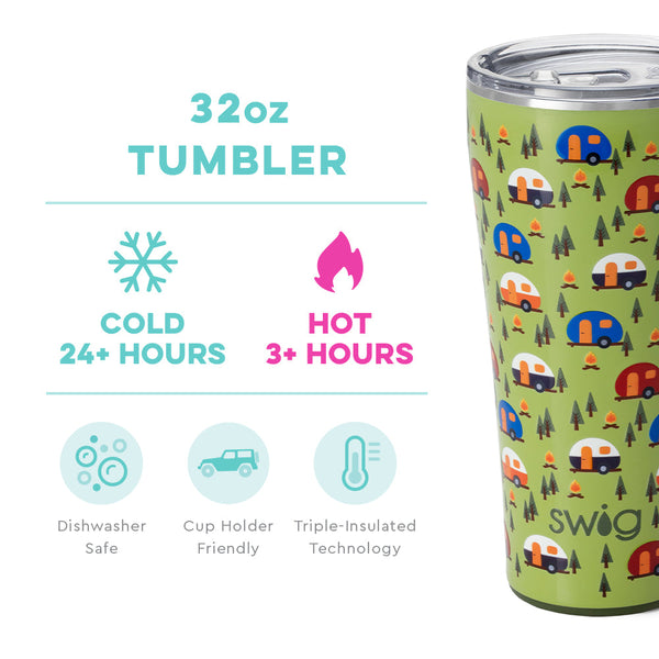 Happy Camper 32oz Insulated Tumbler infographic
