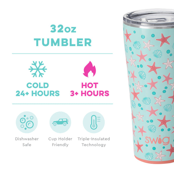 Coral Starfish 32oz Insulated Tumbler infographic