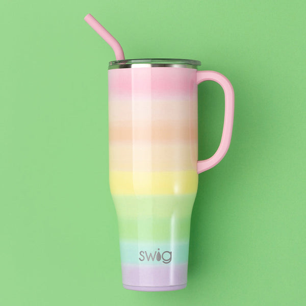 Swig Reusable Mega Mug Straw Set White/Aqua/Black