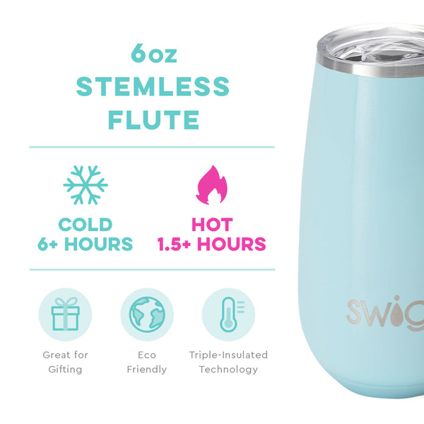 Shimmer Aquamarine Stemless Flute (6oz)