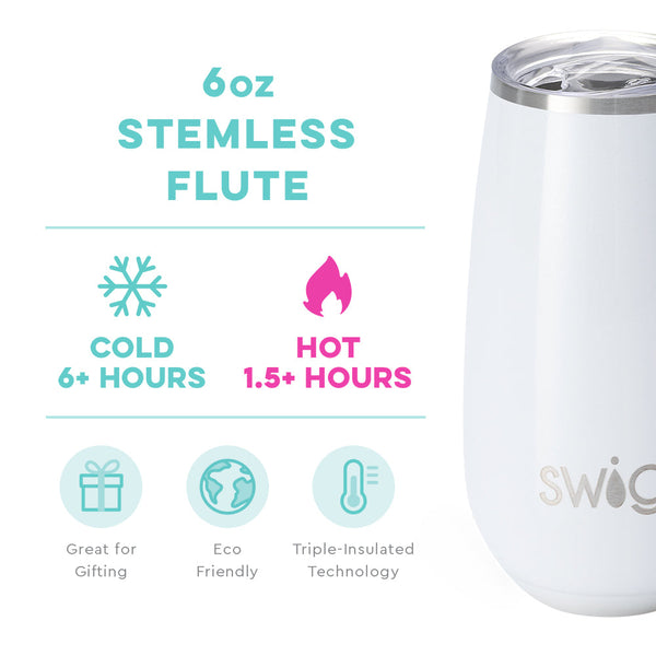 Shimmer Diamond White Stemless Flute (6oz)