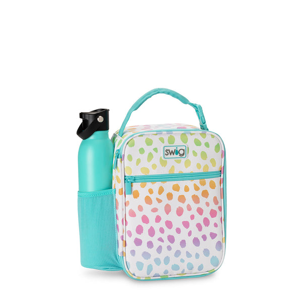Swig Life Wild Child Boxxi Lunch Bag with Swig Life Aqua 20oz Flip + Sip Bottle in side pocket