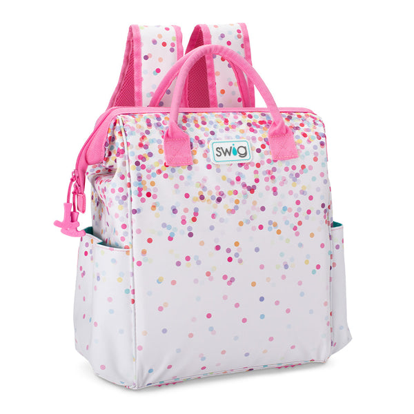 Swig Life Confetti Insulated Packi Backpack Cooler with zipper enclosure, shoulder straps, and top handle
