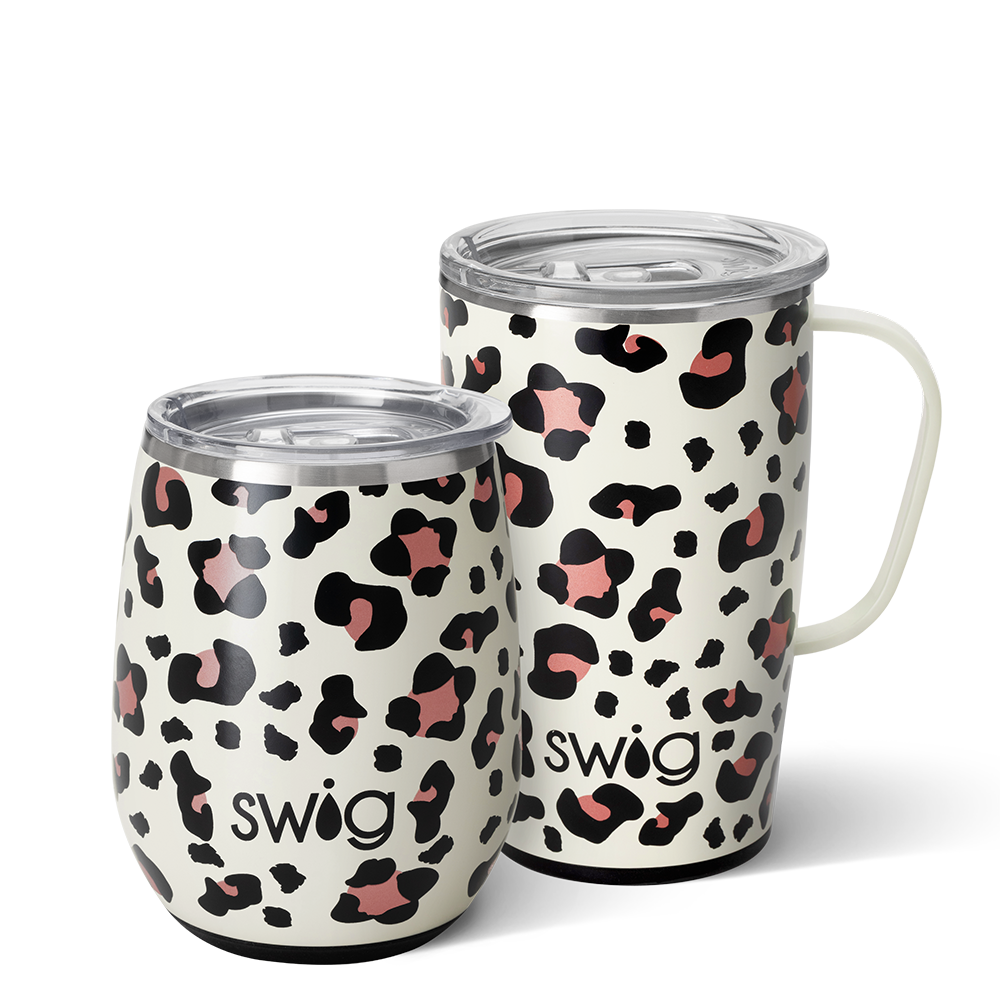 Luxy Leopard Print Travel Mug & Wine Cup Set - Swig Life