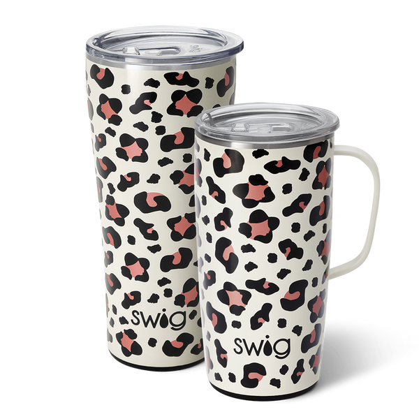 Swig Life Luxy Leopard XL Set including a 22oz Luxy Leopard Travel Mug and a 32oz Luxy Leopard Tumbler