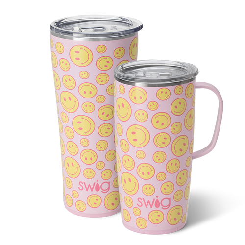 Swig Life Oh Happy Day XL Set including a 22oz Oh Happy Day Travel Mug and a 32oz Oh Happy Day Tumbler