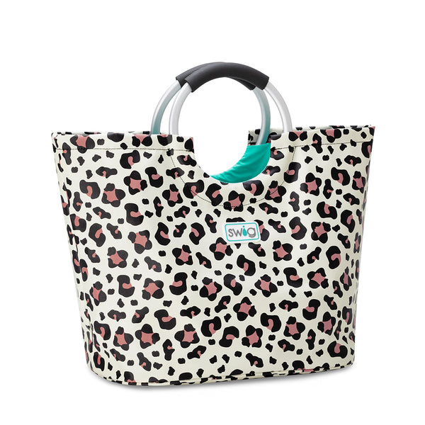 Swig Life Luxy Leopard Insulated Loopi Tote Bag with cushioned aluminum loop handle
