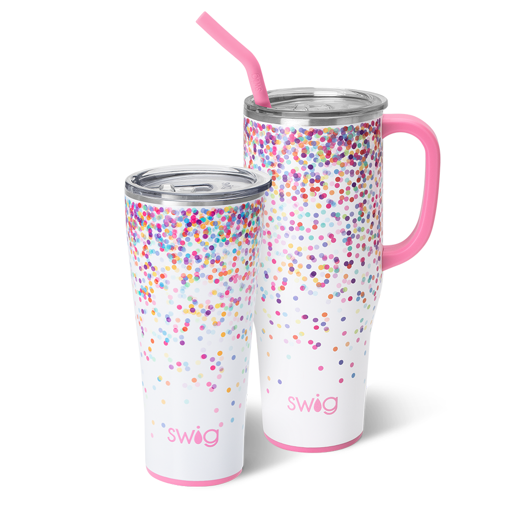 Confetti Print Tumbler Cup with Handle