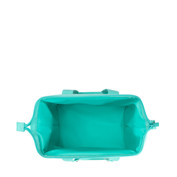 Swig Life Wanderlust Packi 12 Cooler open view from the top with aqua insulated liner