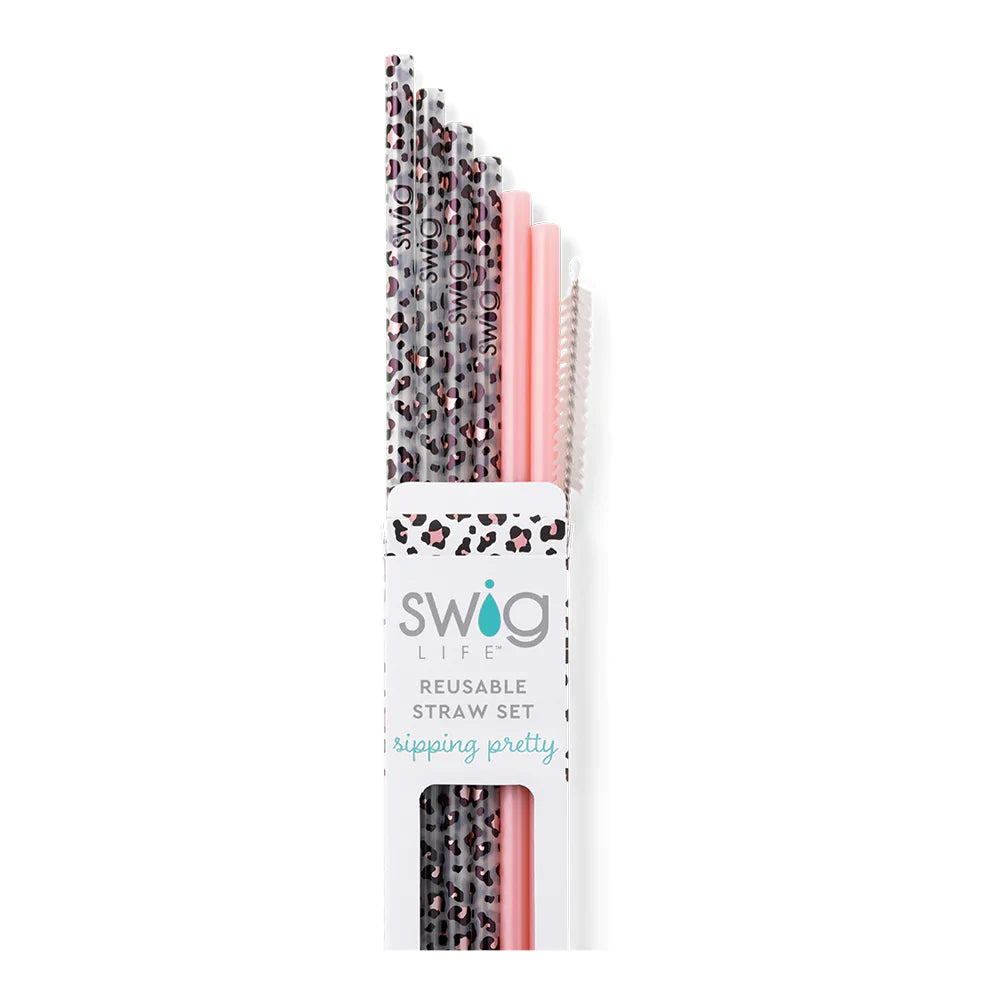 Swig Confetti + Pink Reusable Straw Set