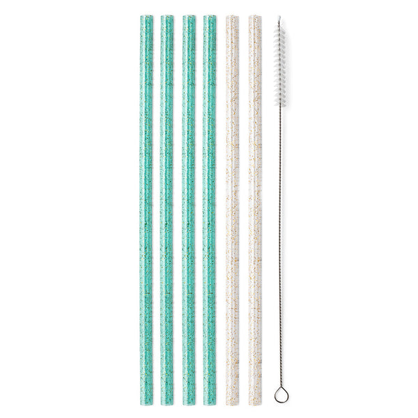 Clear + Aqua Reusable Straw Set Swig – Dales Clothing Inc