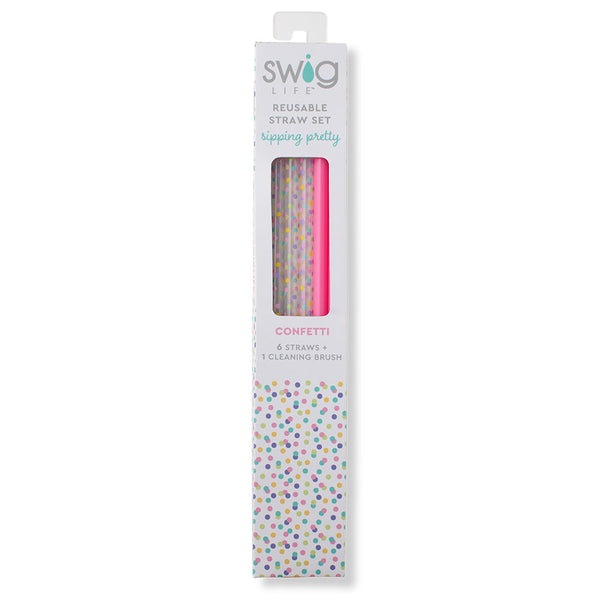 Swig Reusable Straw Set Hey Boo + Pink Glitter