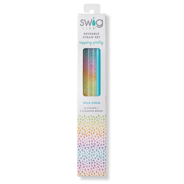 Swig Life Wild Child + Aqua Reusable Straw Set inside packaging